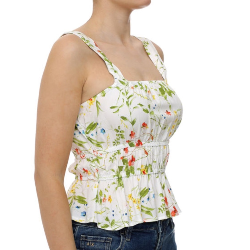Vero Moda VMEasy Gathering Singlet Top in Snow White Floral Camisole Top